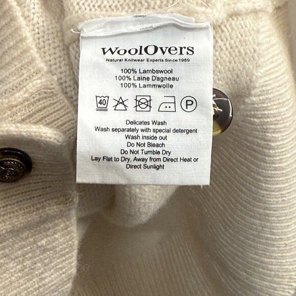 WoolOvers Cream Crew Neck Cardigan 100% Lambswool Size Large - Picture 3 of 5